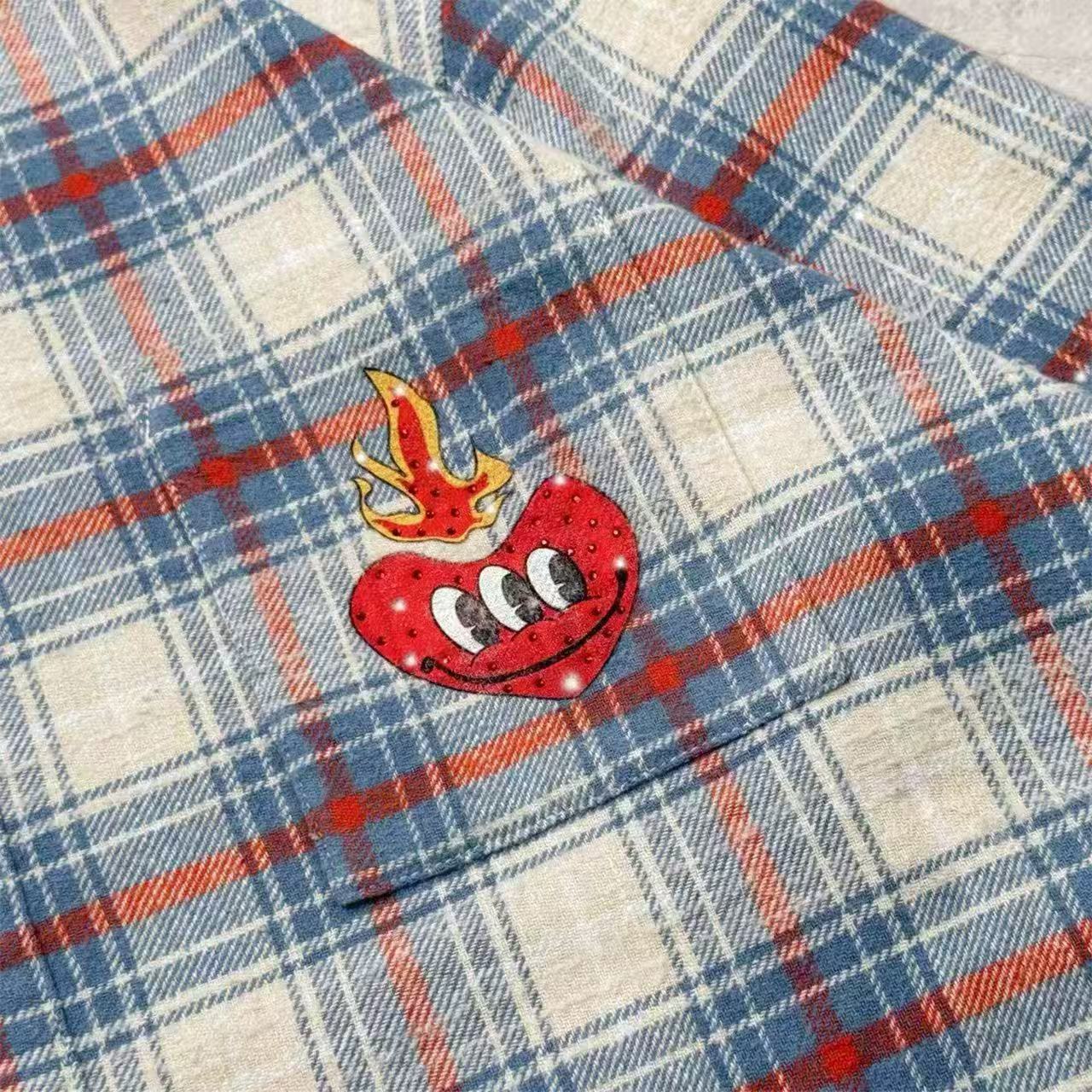 FALSE PERCEPTION Plaid Graphic Shirt Jacket