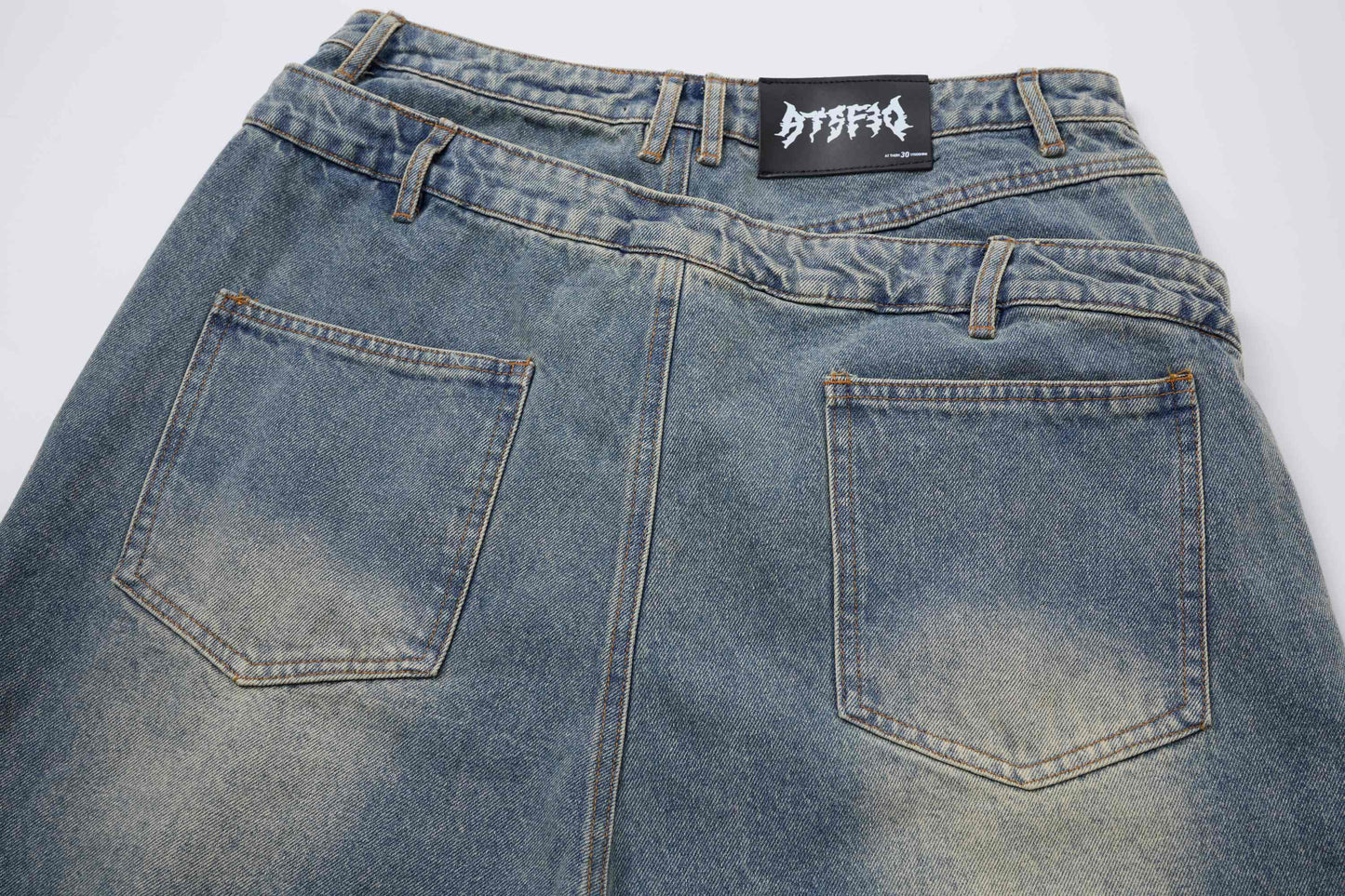 CapCabin Distressed Layered Waist Denim Shorts