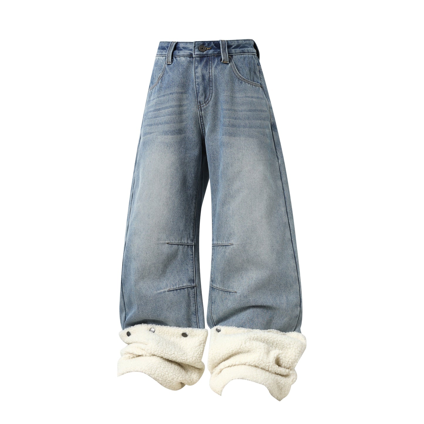 CapCabin Fleece-Lined Stacked Denim Pants