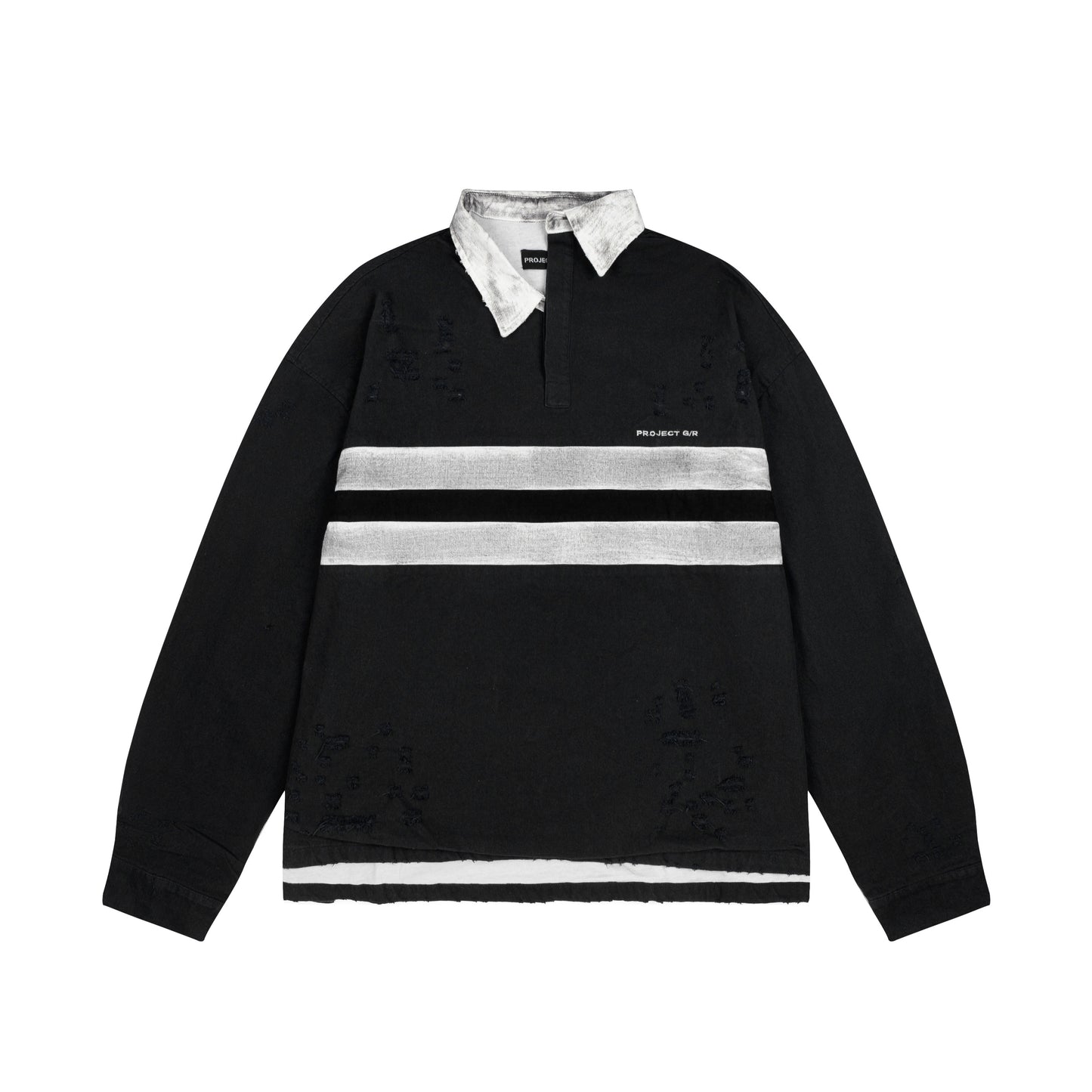 PROJECT G/R Striped Distressed Rugby Polo Shirt