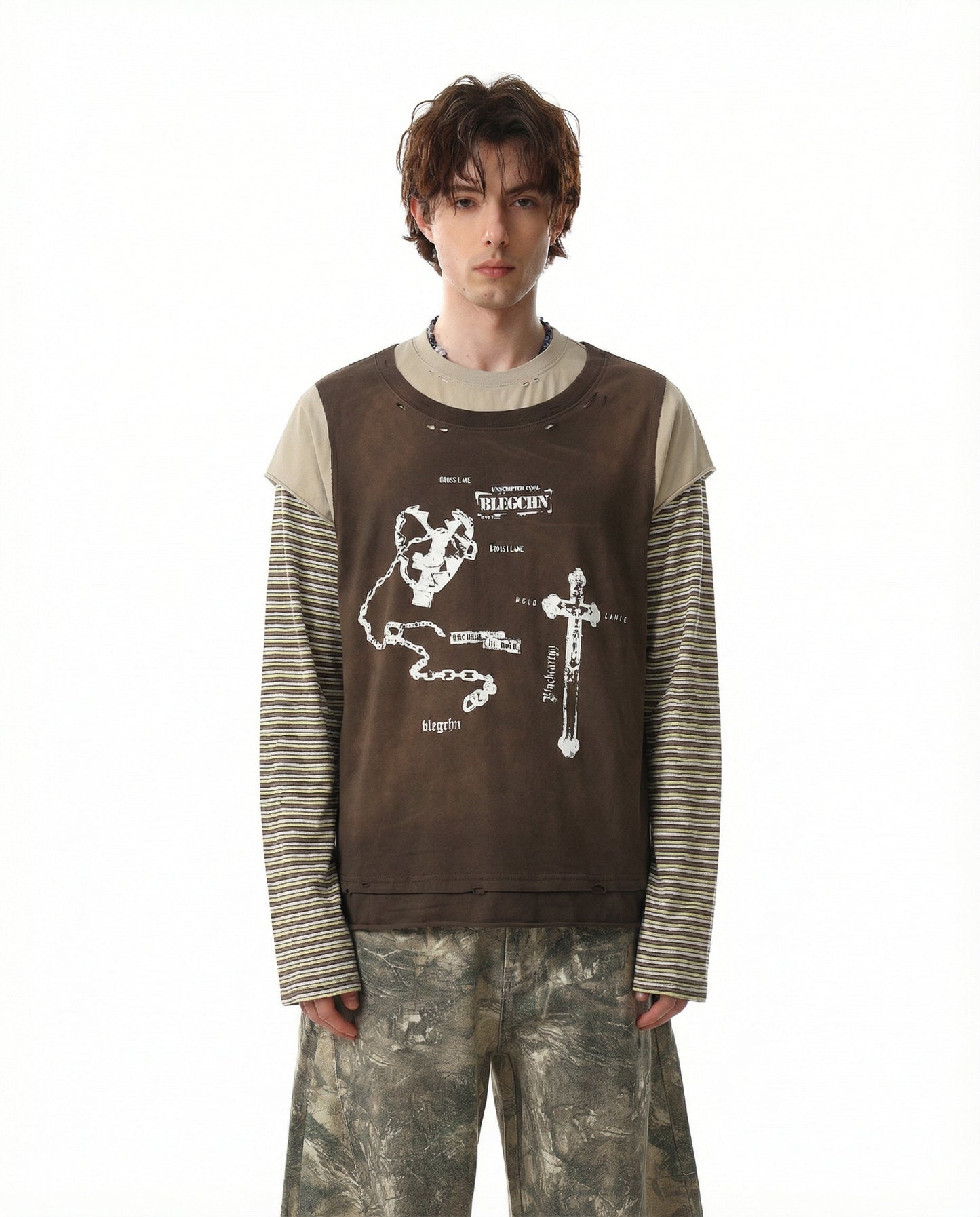CapCabin Layered Long Sleeve Graphic T-Shirt