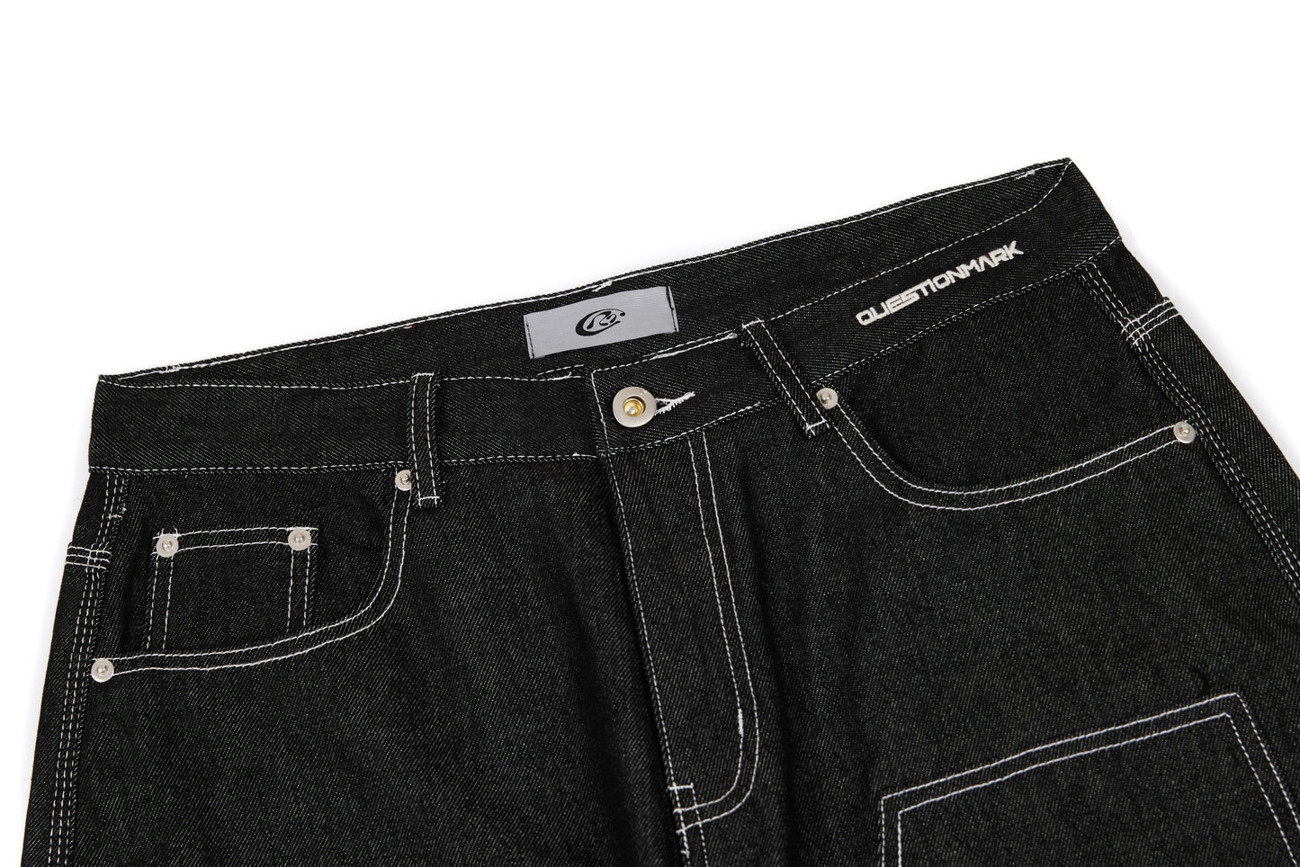 CapCabin Panel-Stitch Wide-Leg Denim Pants