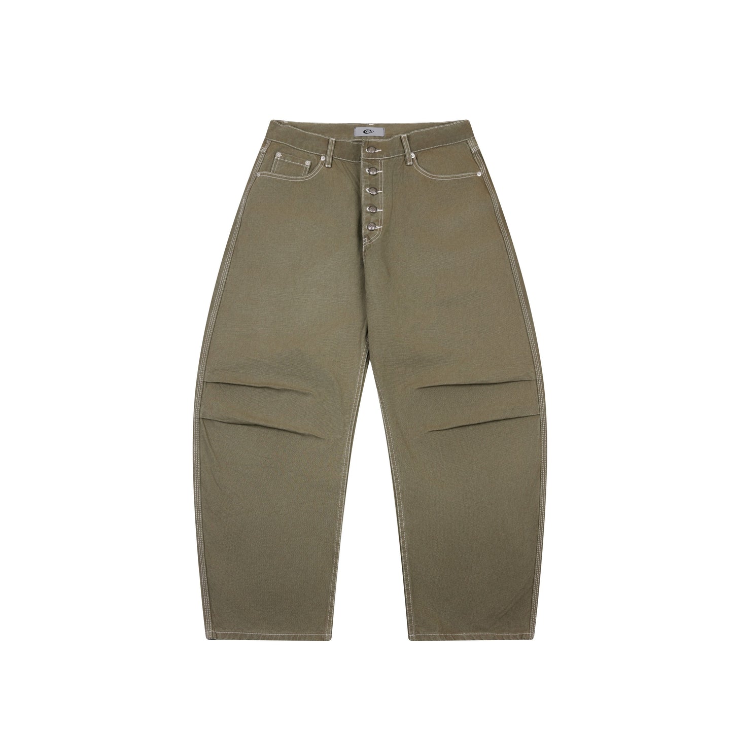 CapCabin Contrast-Stitch Barrel Denim Pants