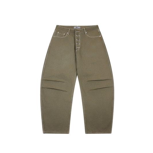 CapCabin Contrast-Stitch Barrel Denim Pants