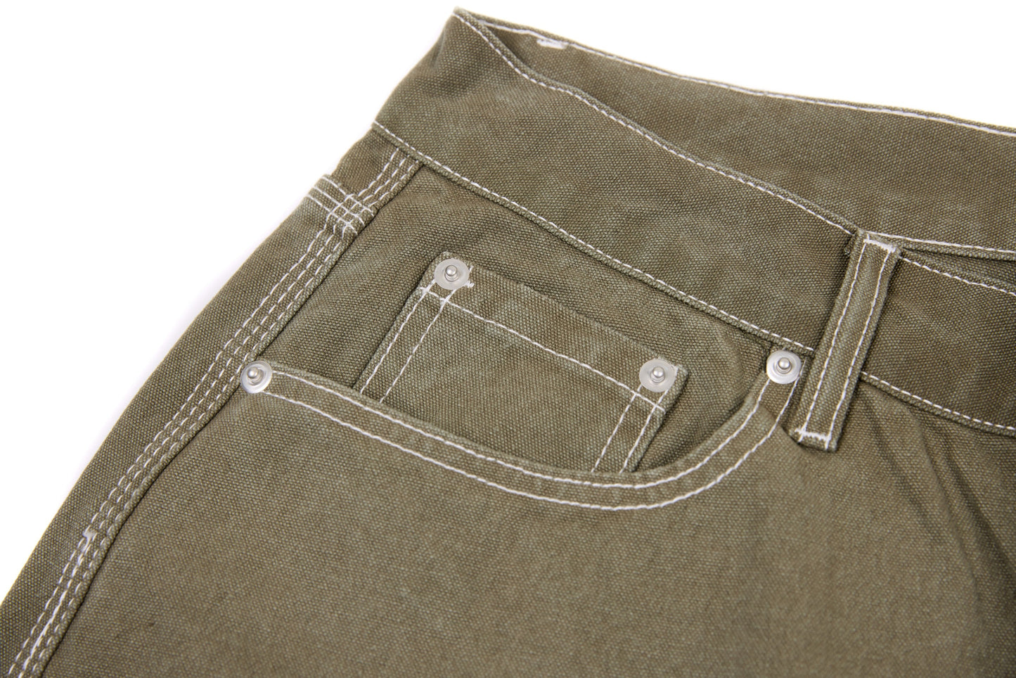 CapCabin Contrast-Stitch Barrel Denim Pants