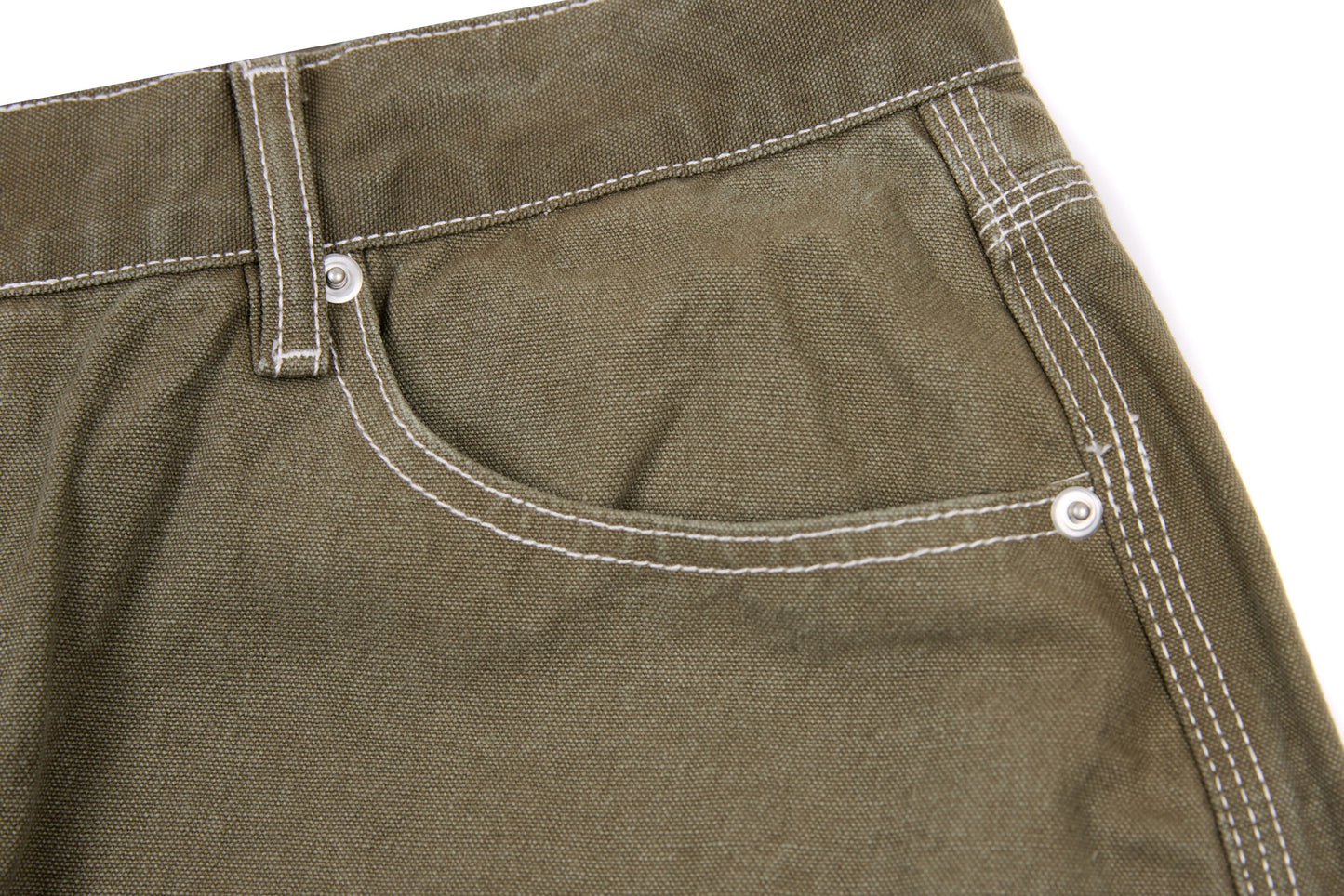 CapCabin Contrast-Stitch Barrel Denim Pants