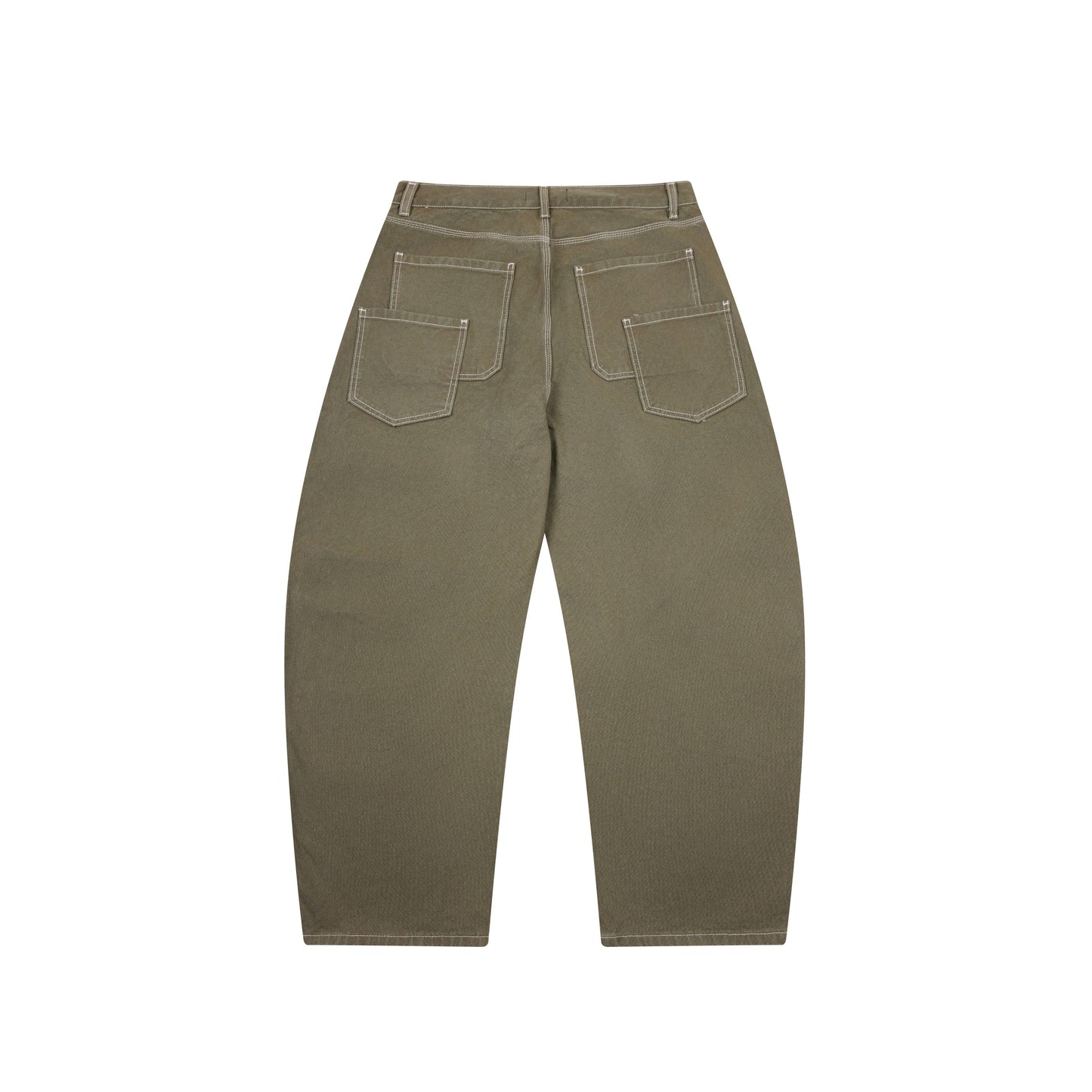 CapCabin Contrast-Stitch Barrel Denim Pants