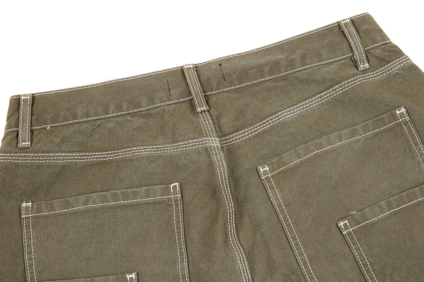 CapCabin Contrast-Stitch Barrel Denim Pants