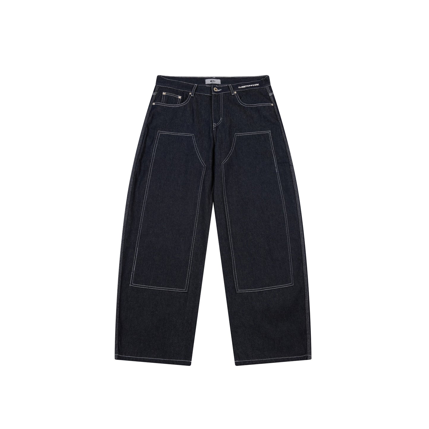 CapCabin Panel-Stitch Wide-Leg Denim Pants