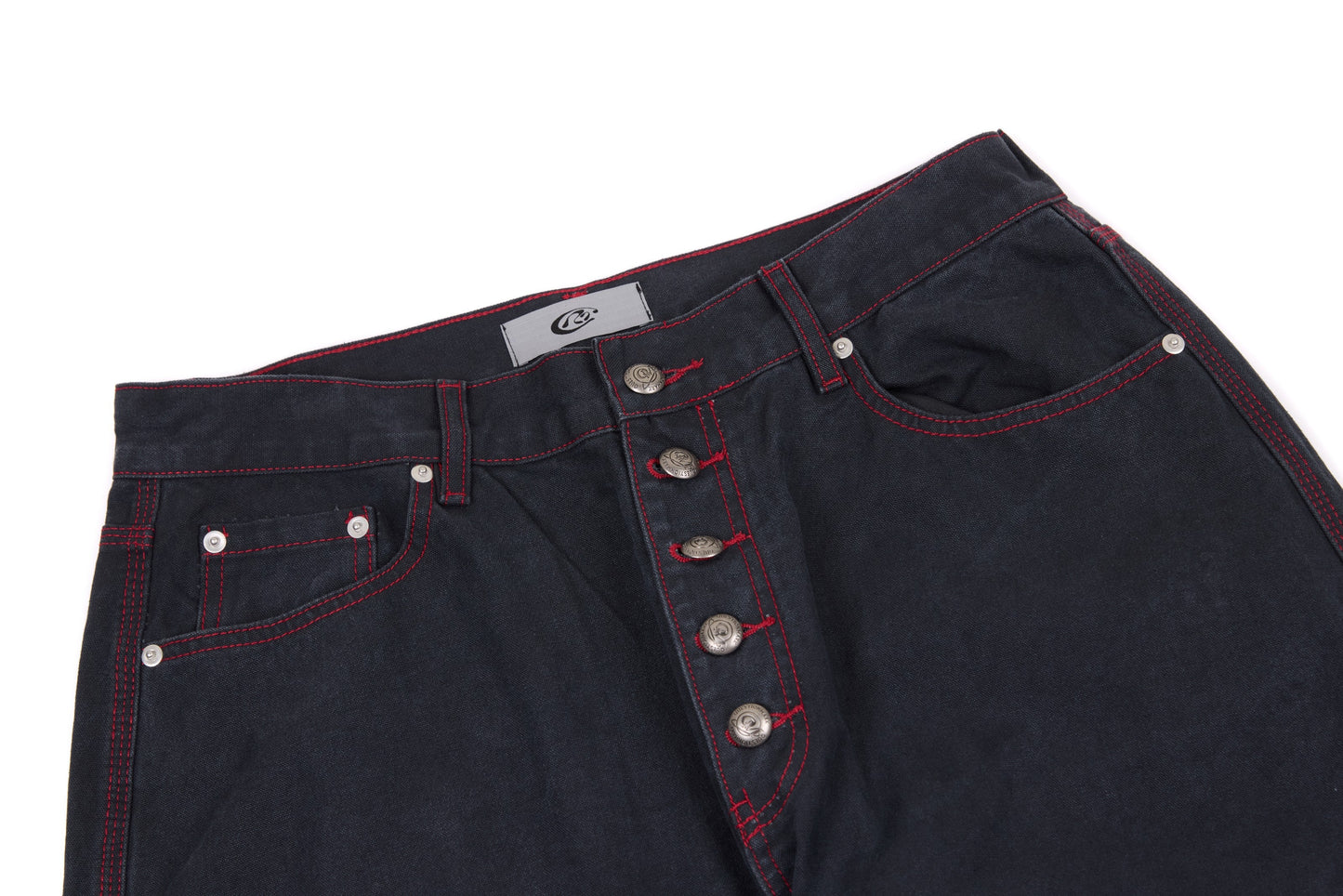 CapCabin Contrast-Stitch Barrel Denim Pants