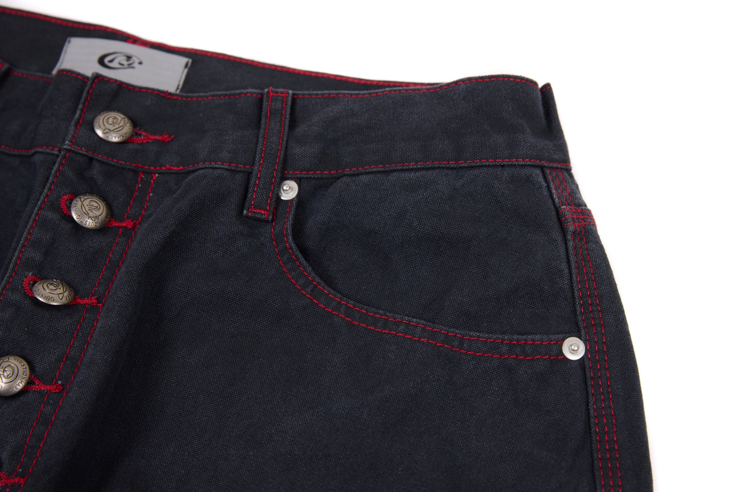 CapCabin Contrast-Stitch Barrel Denim Pants