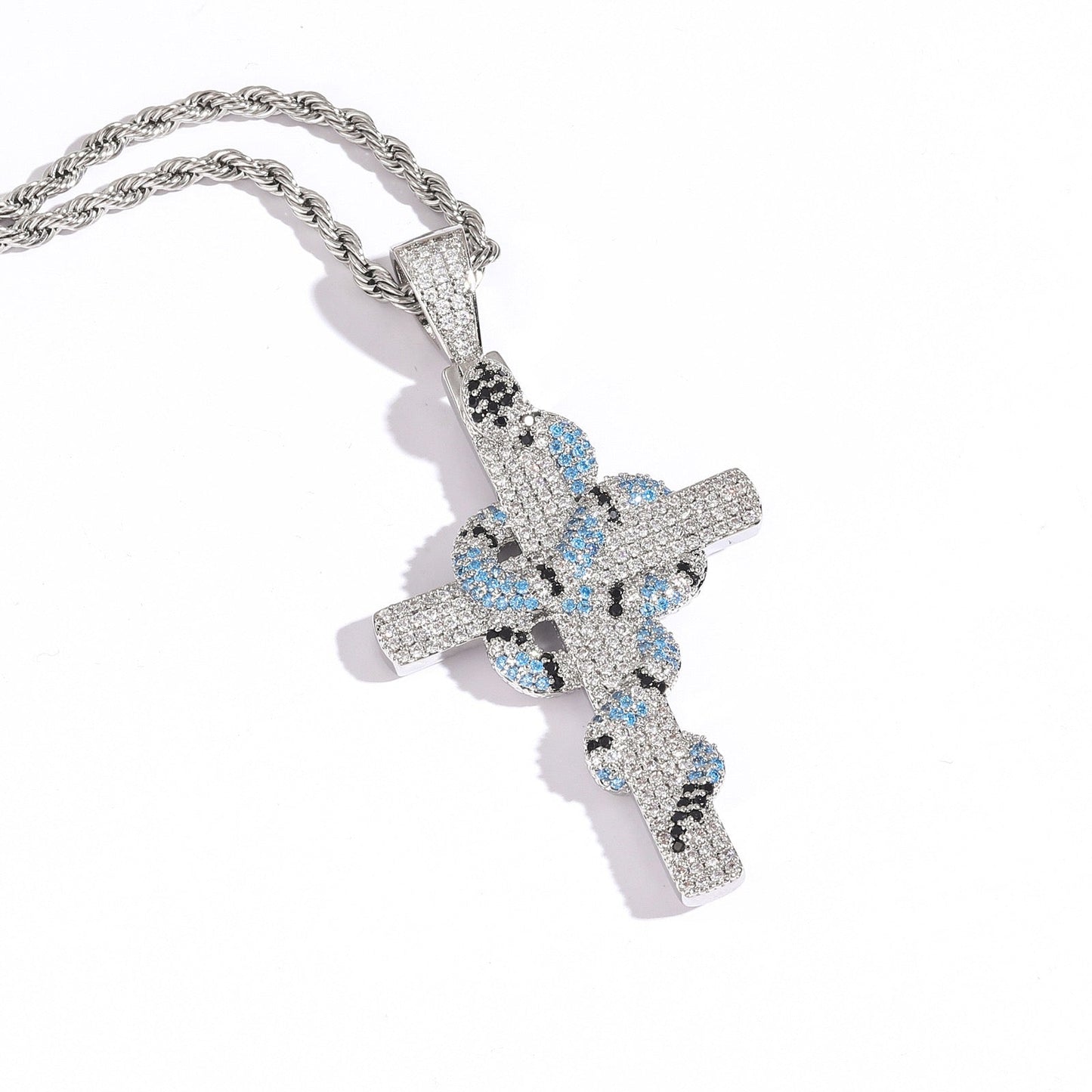 Hip-Hop Cross Snake Pendant Necklace