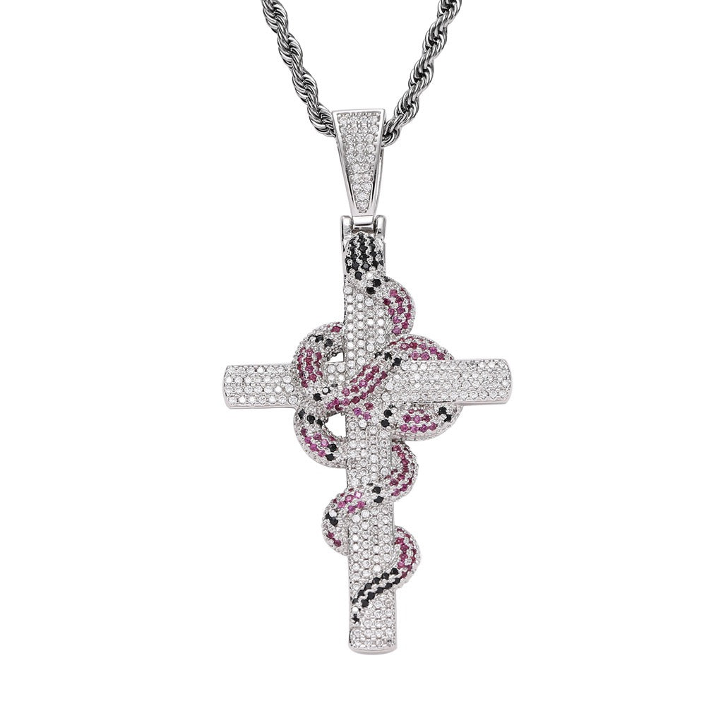 Hip-Hop Cross Snake Pendant Necklace