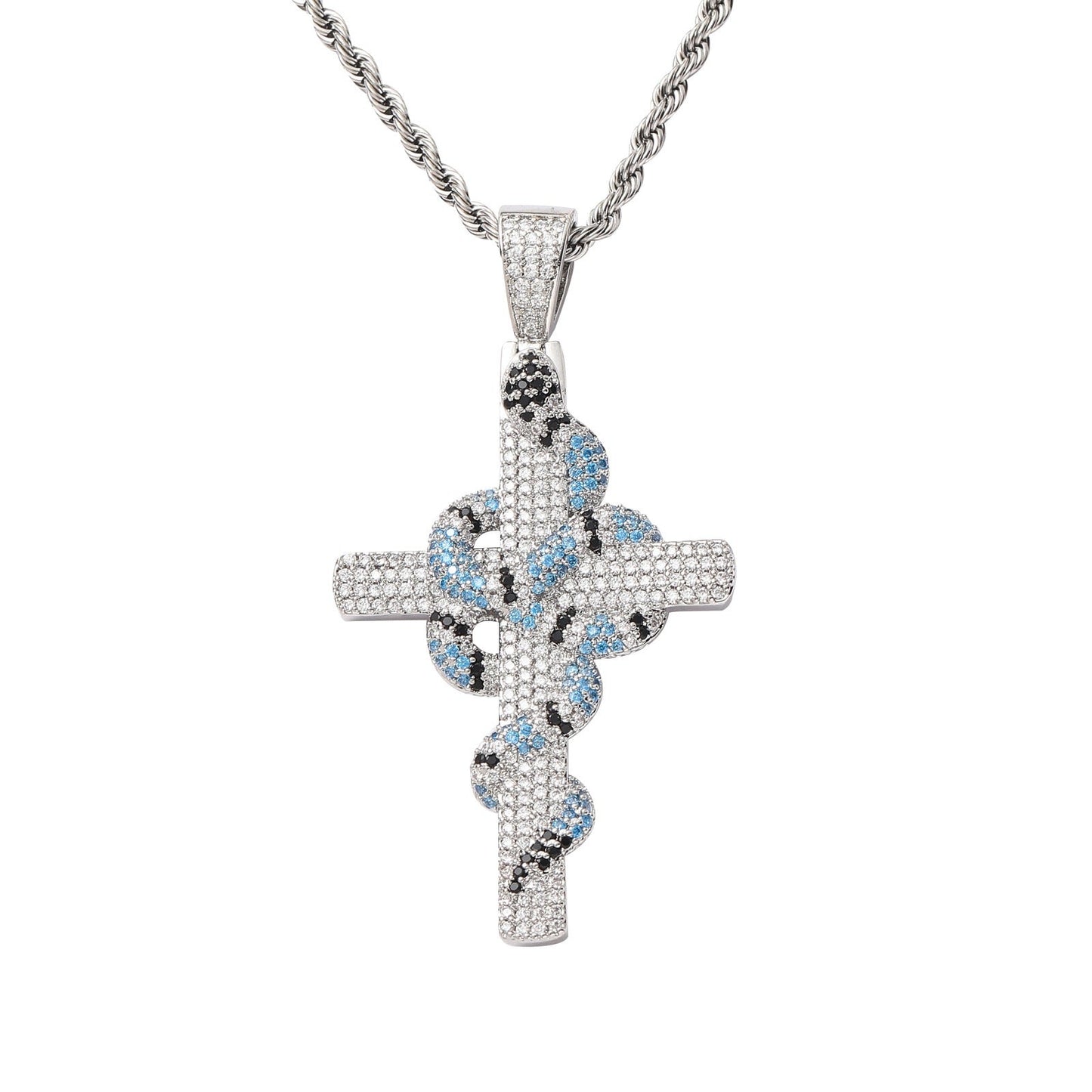 Hip-Hop Cross Snake Pendant Necklace