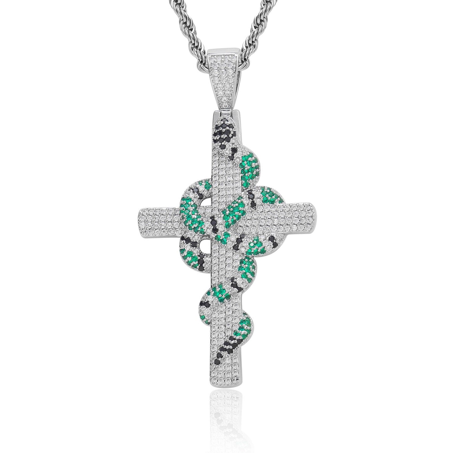 Hip-Hop Cross Snake Pendant Necklace