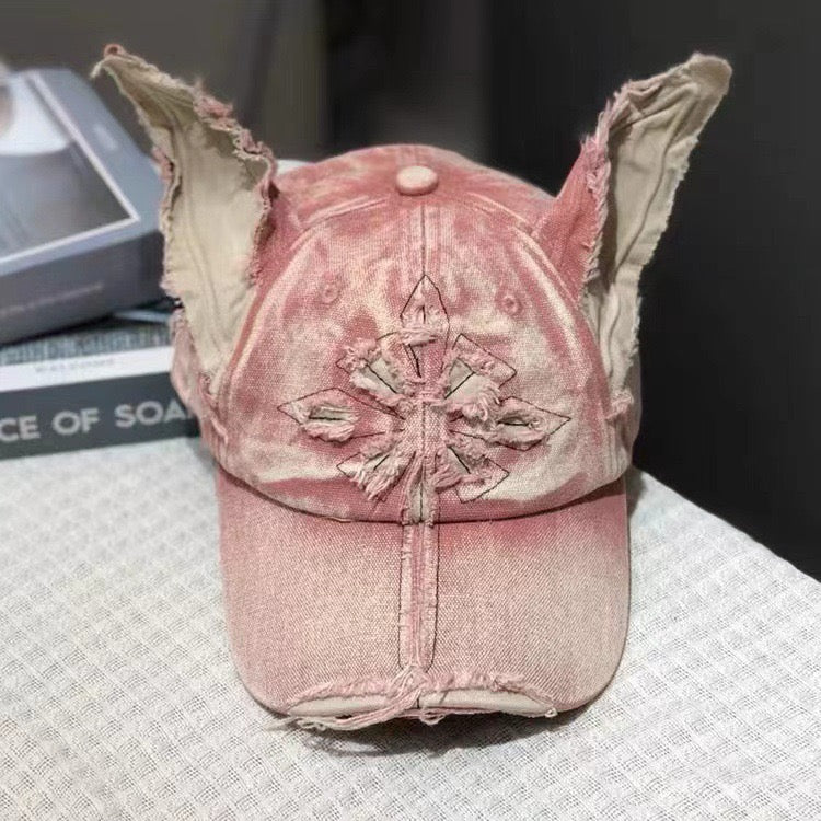 Doberman Washed Denim Ear Baseball Cap