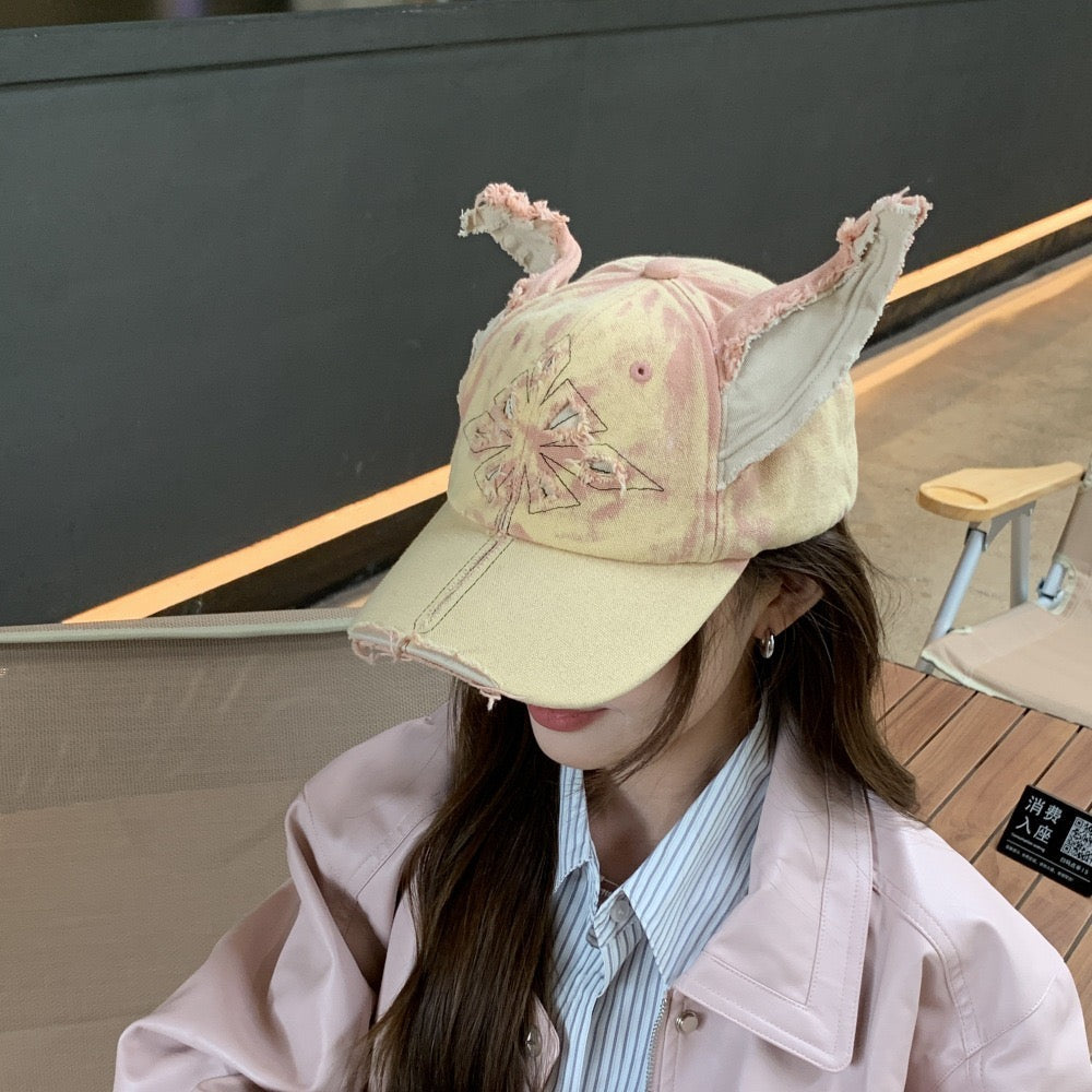 Doberman Washed Denim Ear Baseball Cap