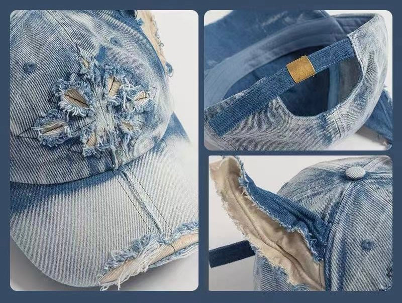 Doberman Washed Denim Ear Baseball Cap