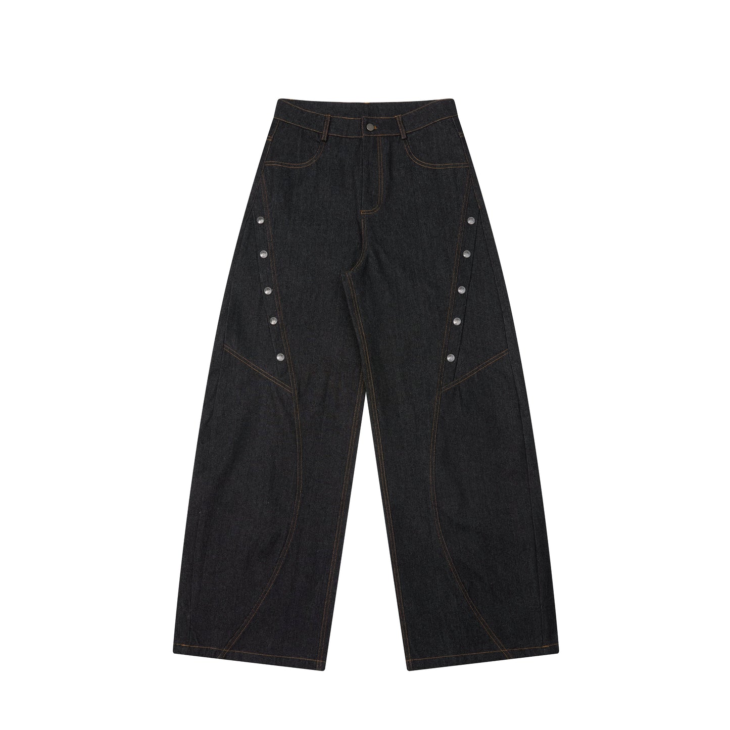 CapCabin Rivet Panel Wide-Leg Denim Jeans