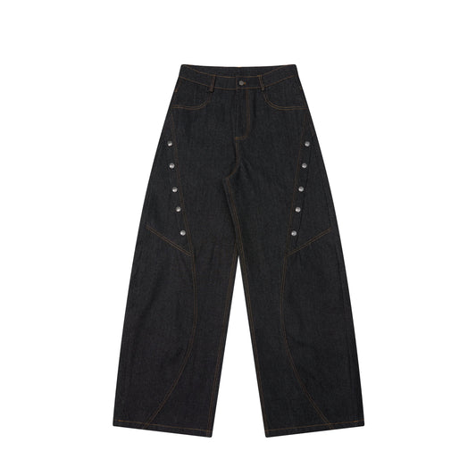 CapCabin Rivet Panel Wide-Leg Denim Jeans