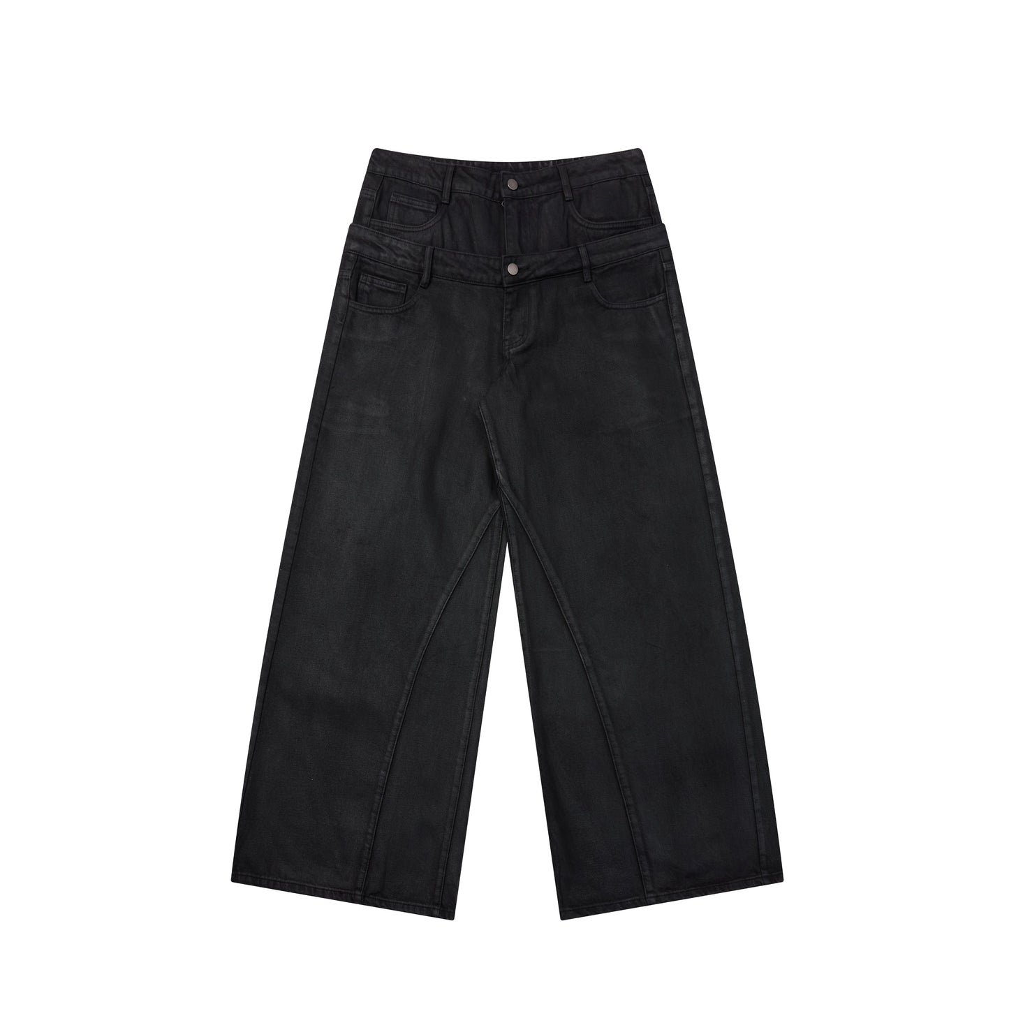 CapCabin Double-Waist Washed Wide-Leg Jeans