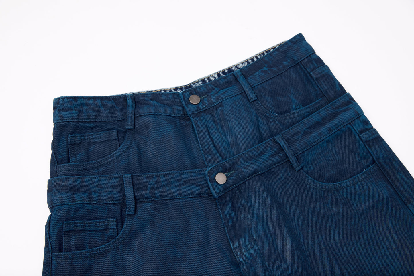 CapCabin Double-Waist Washed Wide-Leg Jeans