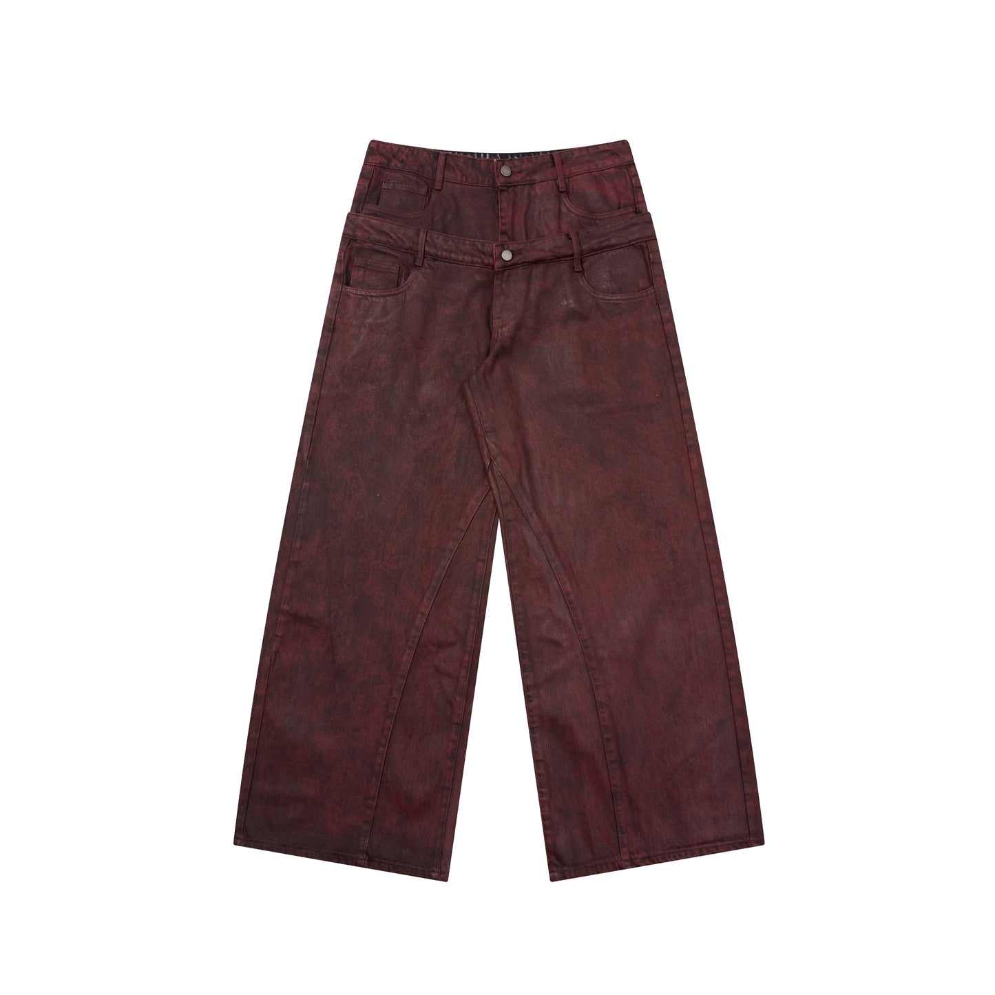 CapCabin Double-Waist Washed Wide-Leg Jeans