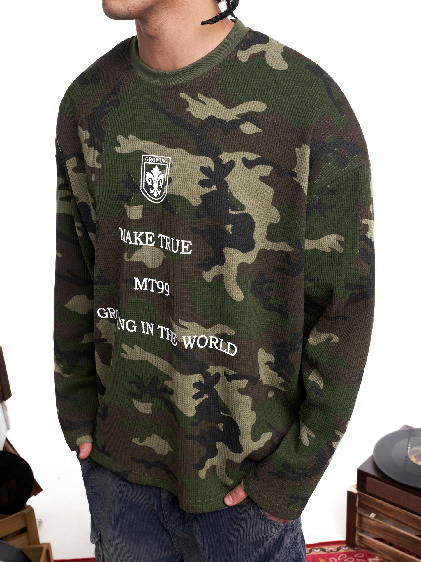 CapCabin Camo Text Graphic Longsleeve