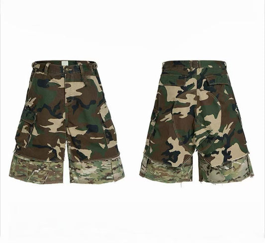 CapCabin Tactical Patchwork Camo Shorts