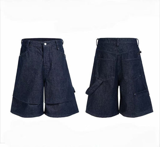 CapCabin “Layered Utility Denim Shorts