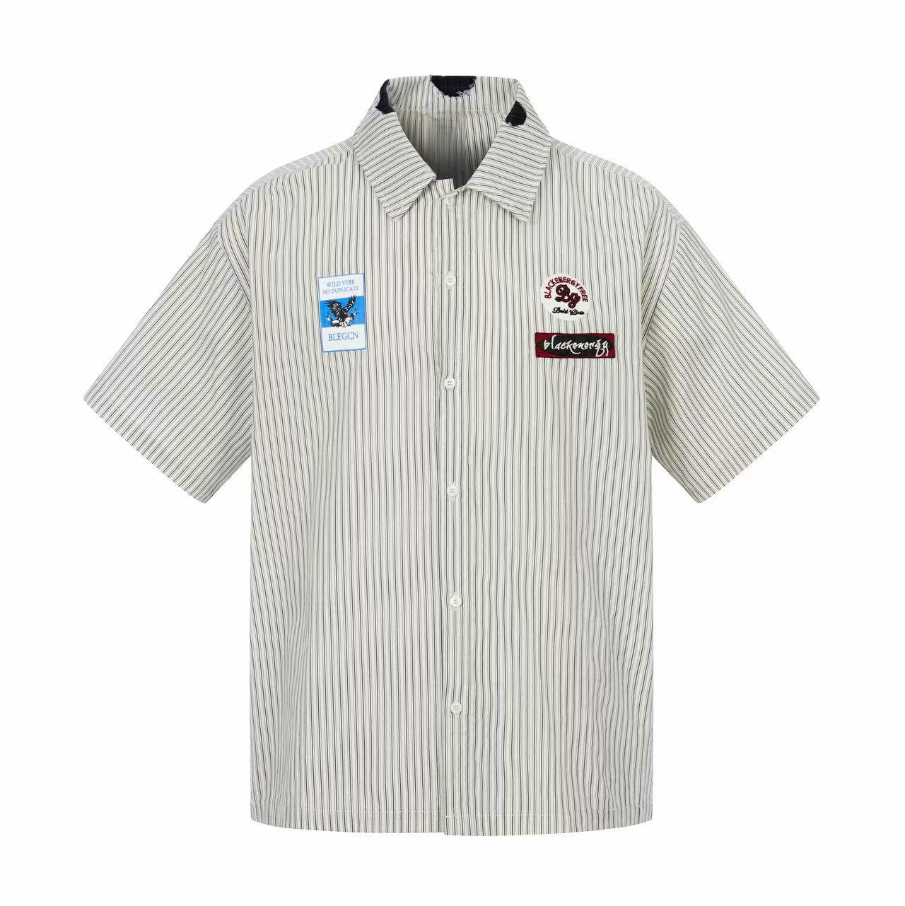 CapCabin “Pinstripe Patch Graphic Shirt”