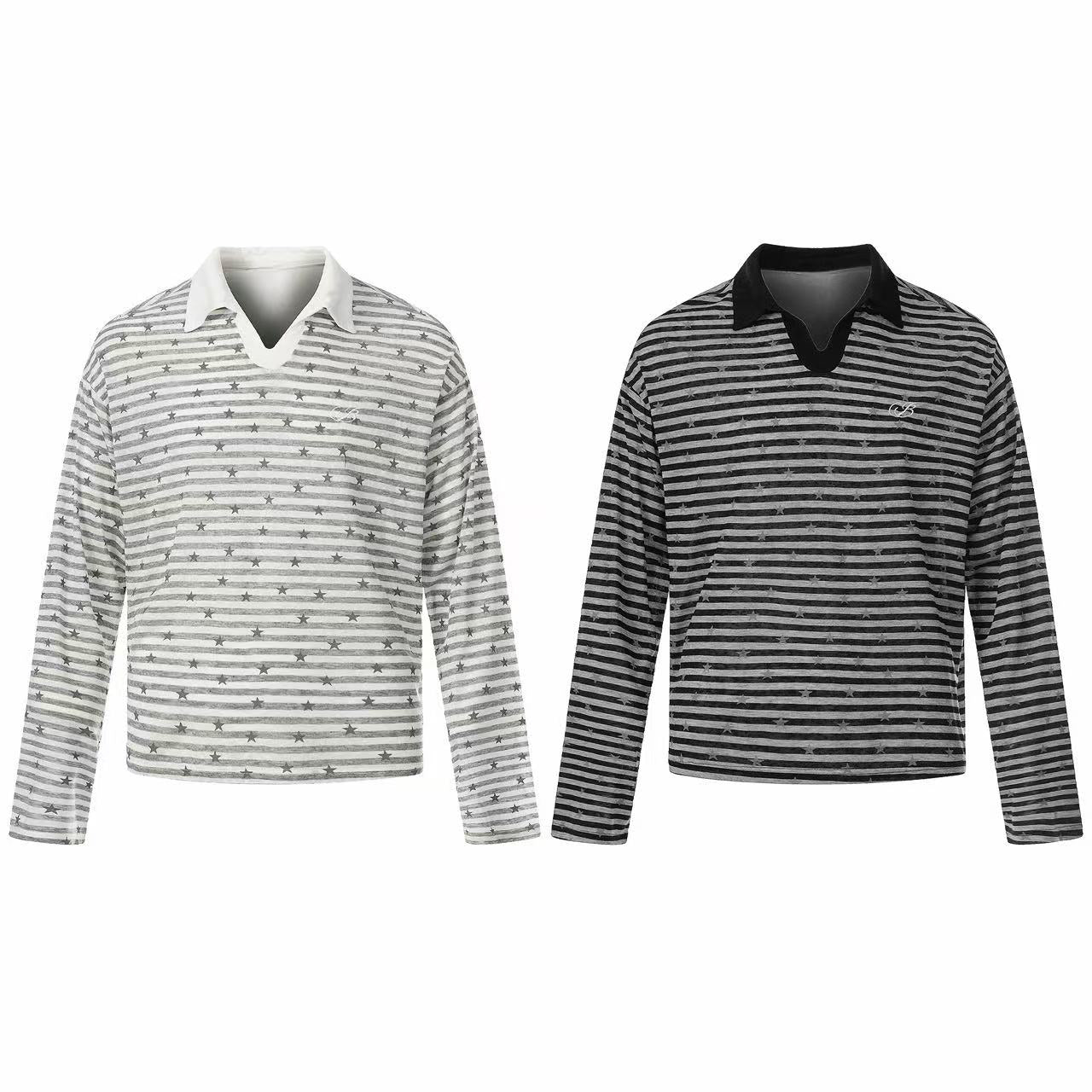 CapCabin “Star Stripe Long Sleeve Polo”
