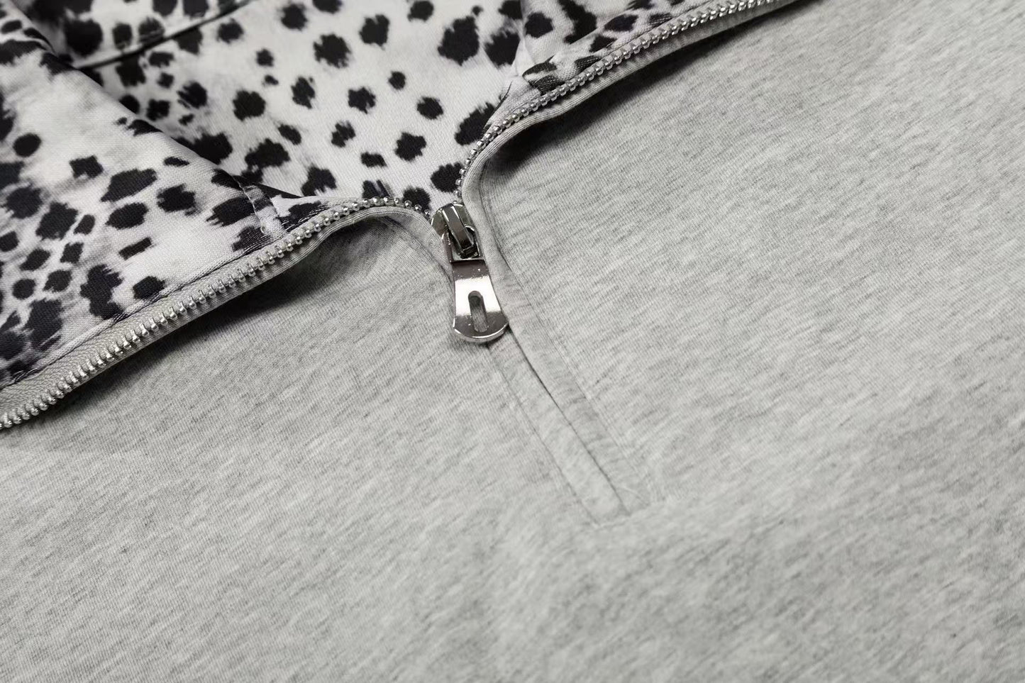 CapCabin “Leopard Trim Zip Polo”