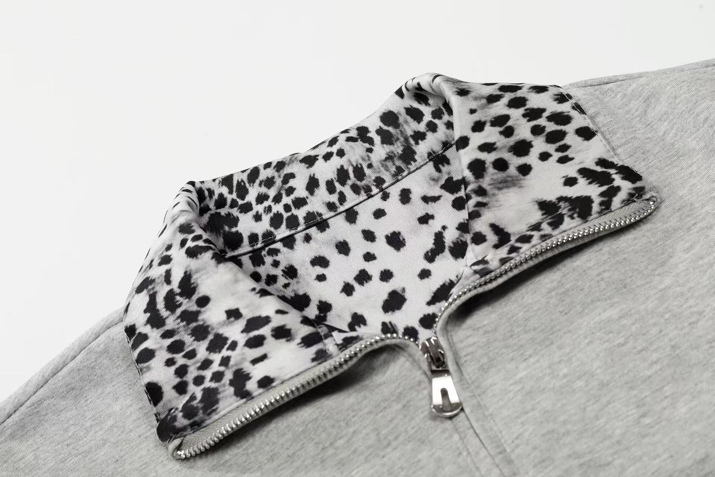 CapCabin “Leopard Trim Zip Polo”