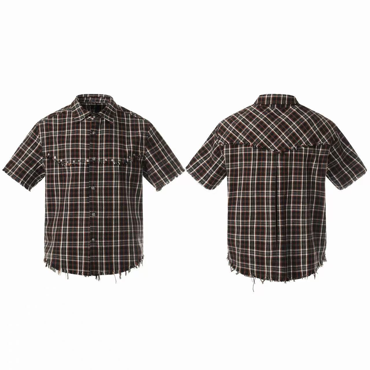 CapCabin “Distressed Plaid Short Sleeve Shirt”