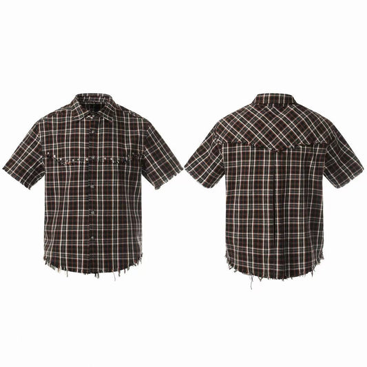CapCabin “Distressed Plaid Short Sleeve Shirt”