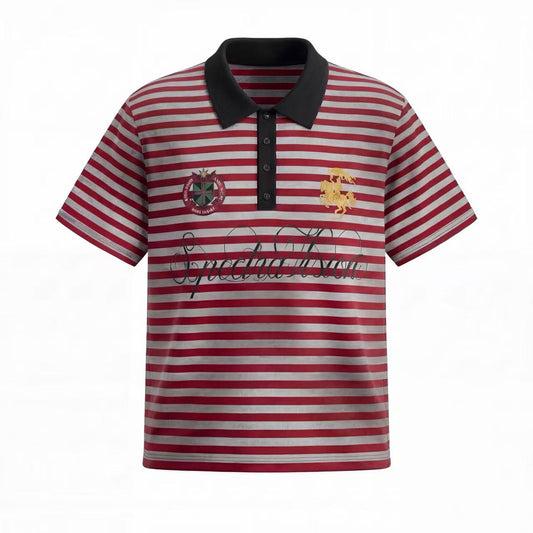CapCabin “Stripe Crest Polo Tee”