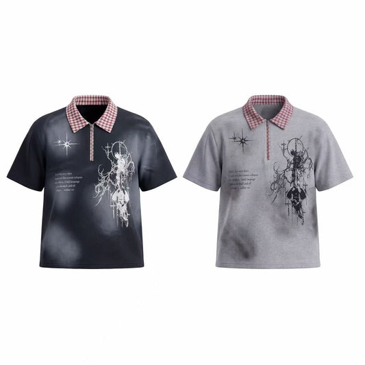 CapCabin “Grunge Star Zip Polo Tee”