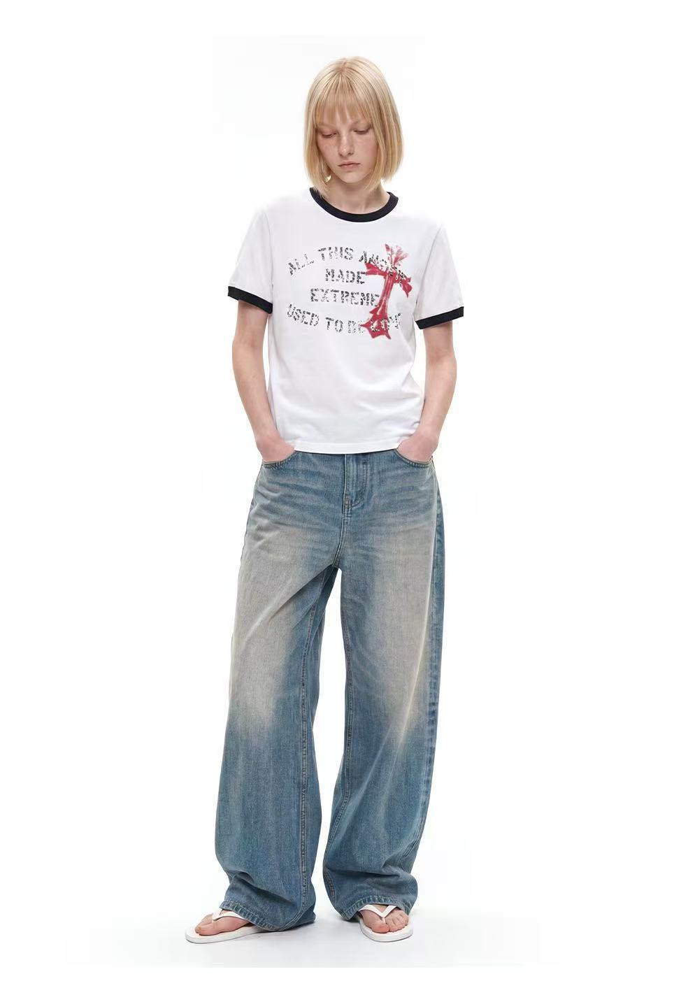 CapCabin “Vintage Cross Graphic Ringer Tee”