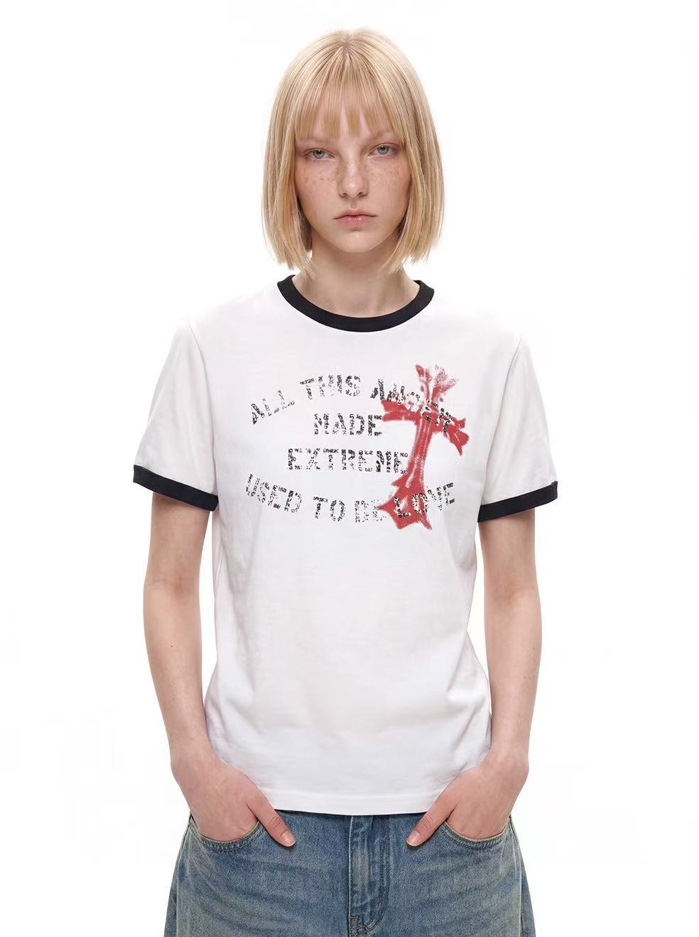 CapCabin “Vintage Cross Graphic Ringer Tee”