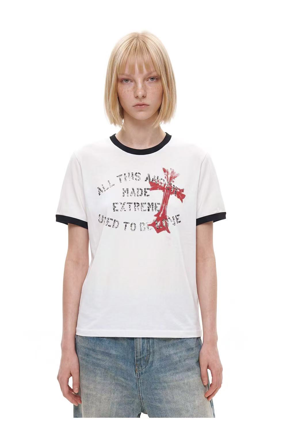 CapCabin “Vintage Cross Graphic Ringer Tee”