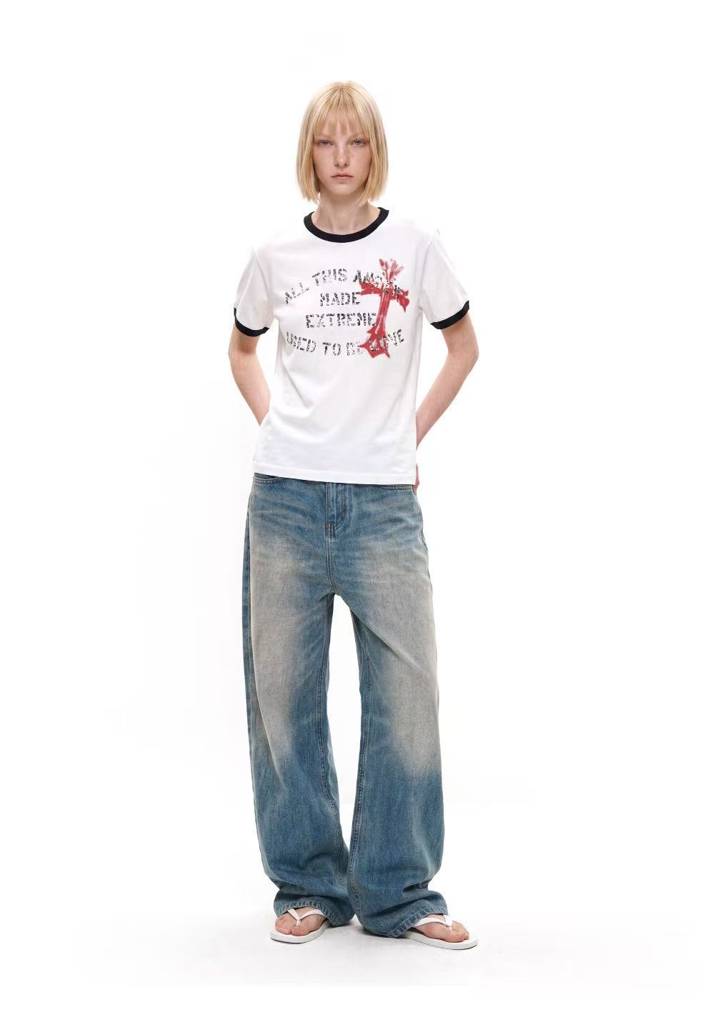 CapCabin “Vintage Cross Graphic Ringer Tee”