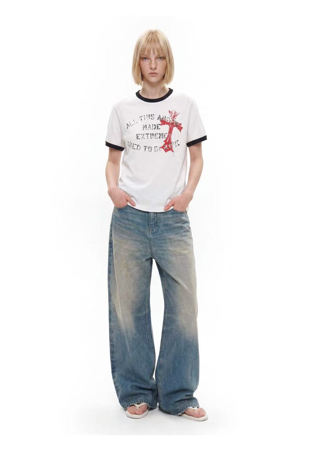 CapCabin “Vintage Cross Graphic Ringer Tee”
