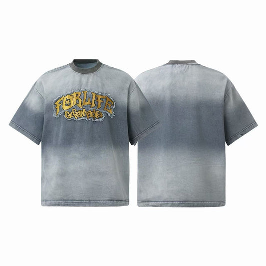 CapCabin Vintage Distressed Embroidery Graphic T-Shirt