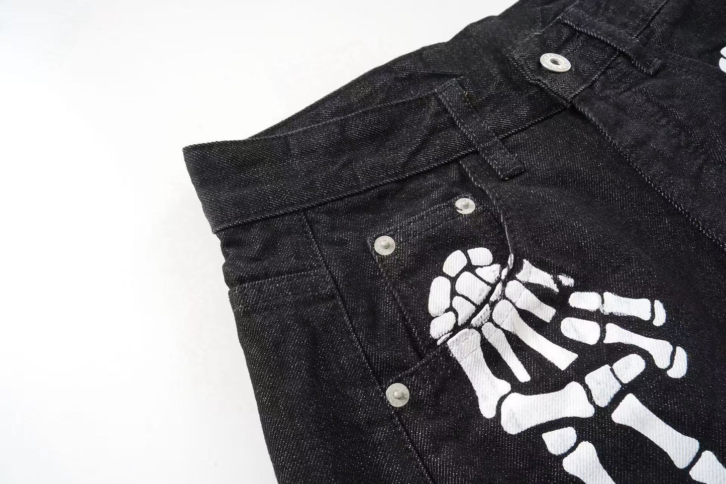 CapCabin Skeleton Graphic Wide-Leg Denim Pants