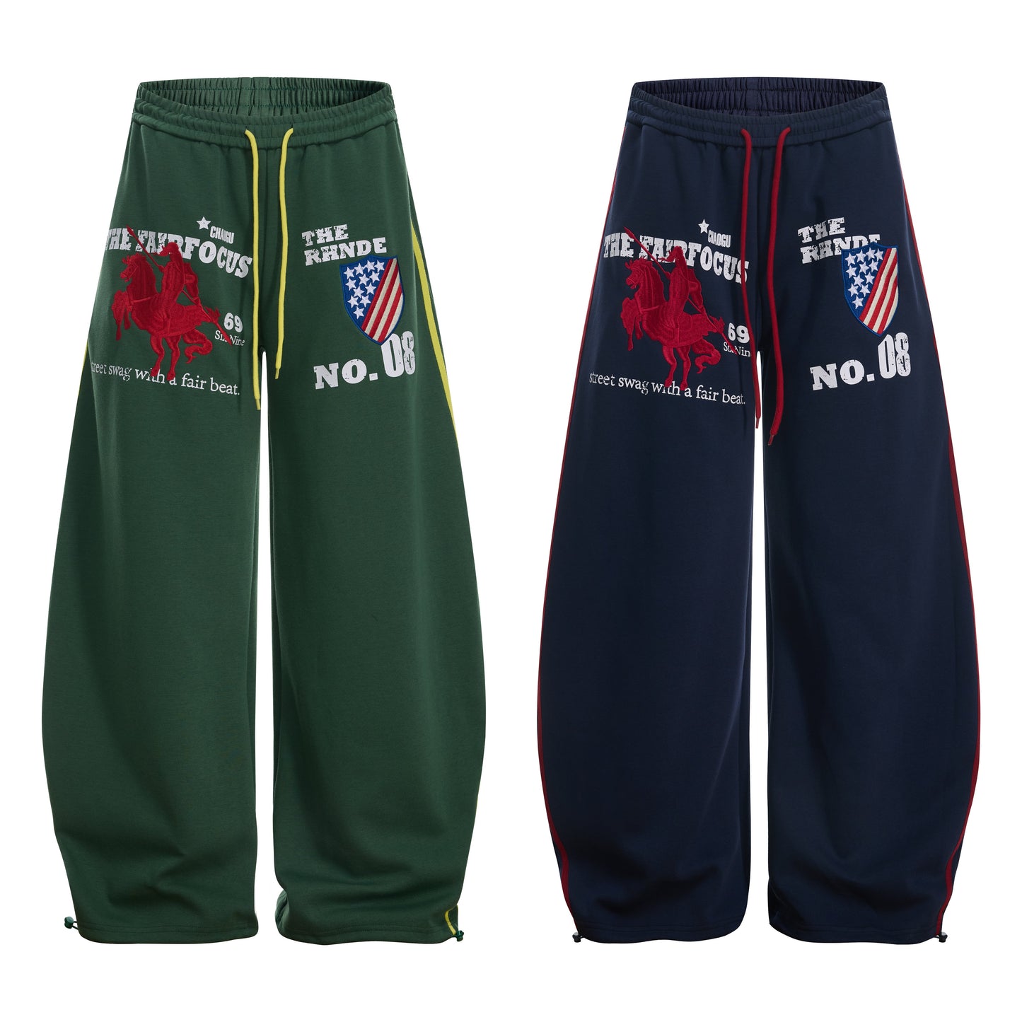 CapCabin Retro College Badge Wide-Leg Sweatpants