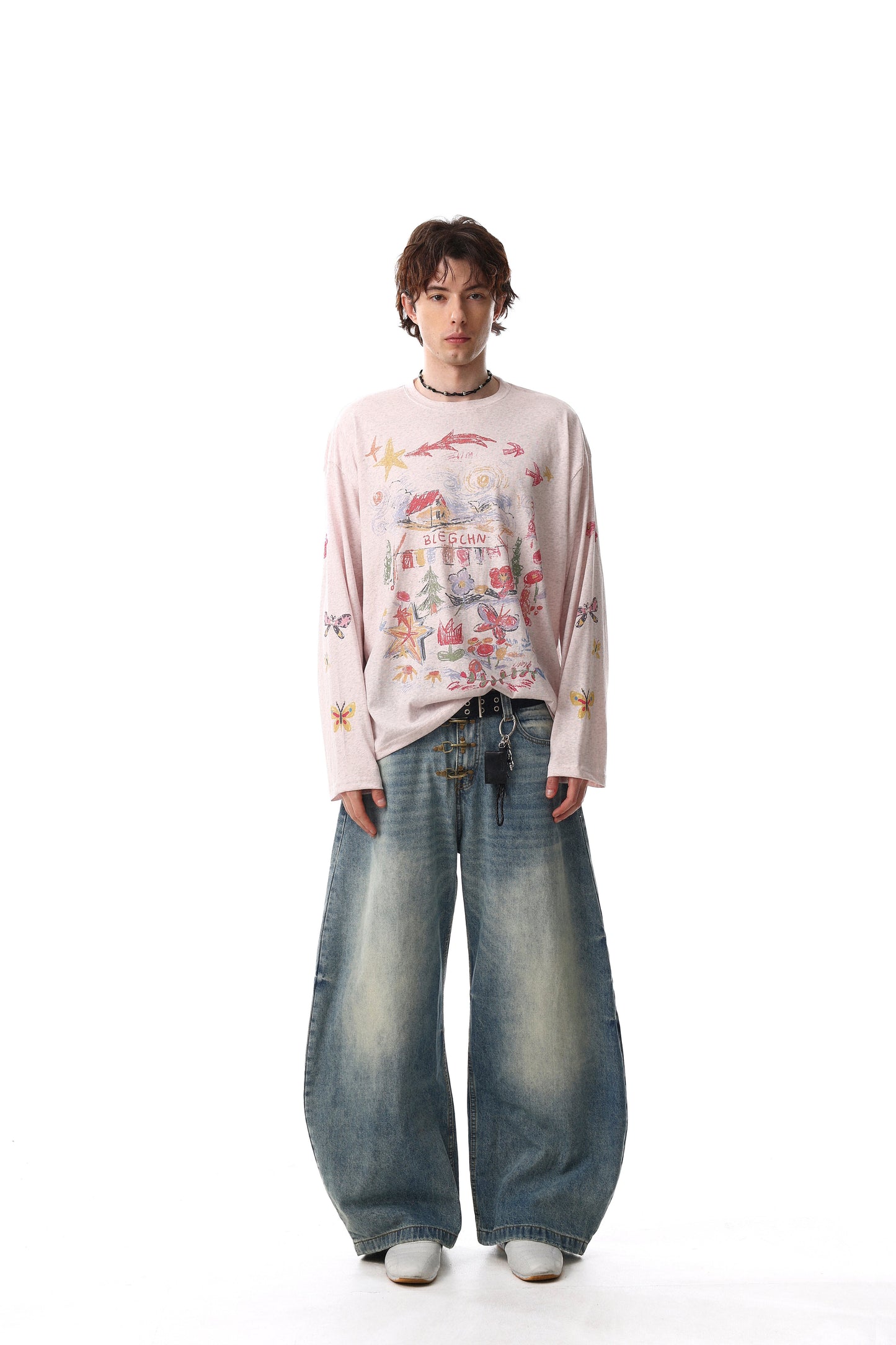 CapCabin Hand-Drawn Art Graphic Long Sleeve Tee
