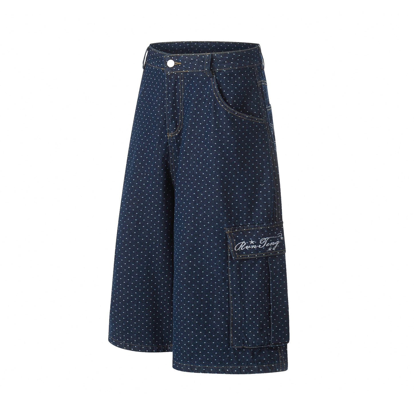 CapCabin Polka Dot Denim Cargo Shorts