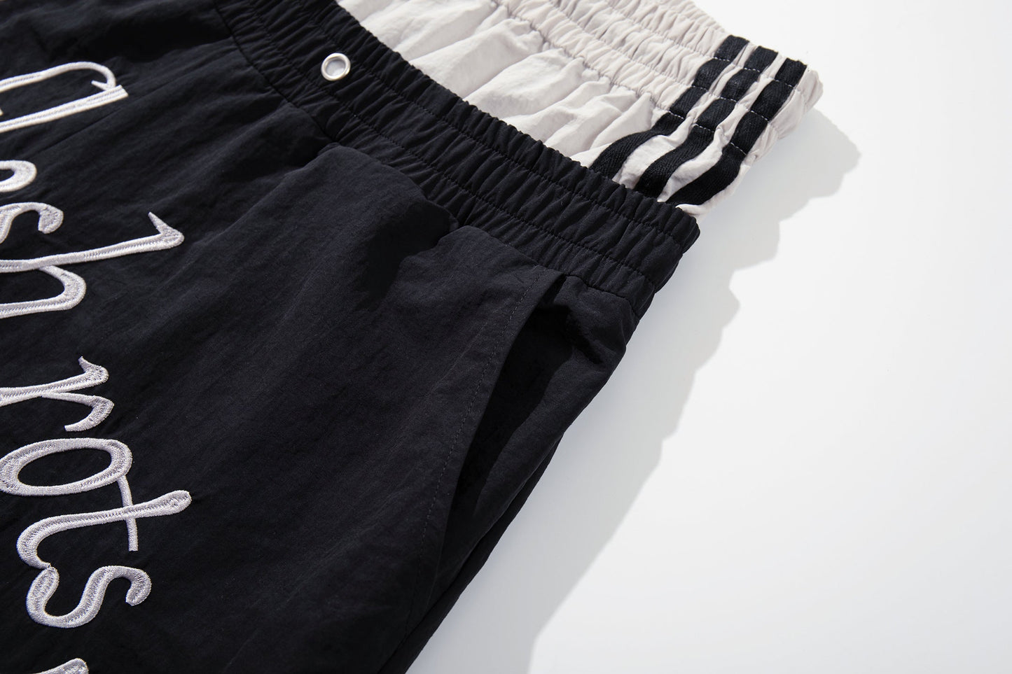 CapCabin Script Graphic Wide-Leg Track Pants