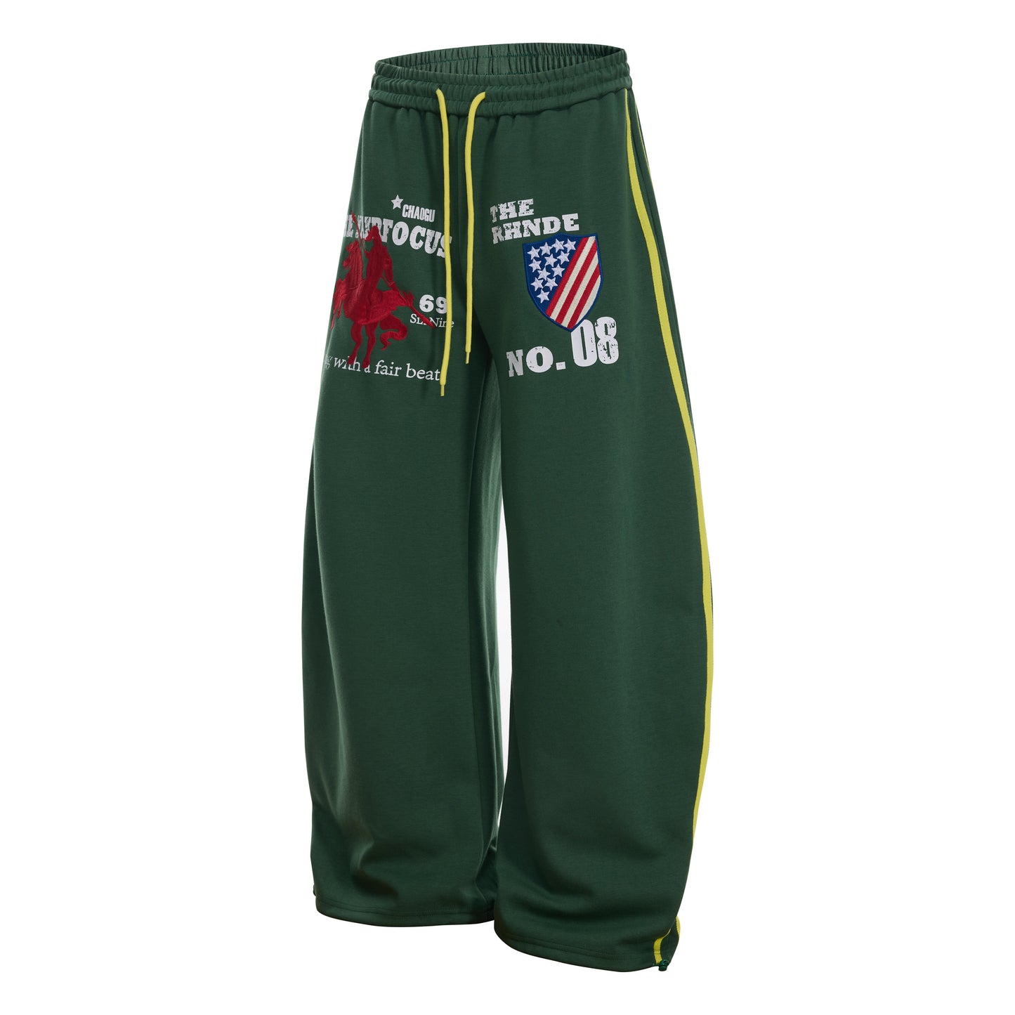 CapCabin Retro College Badge Wide-Leg Sweatpants